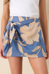 Z Supply Lake Blue Lorna Bloom Floral Wrap Mini Skirt