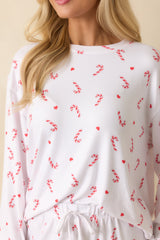 Z Supply White Knit Cozy Candy Cane Pajama Top
