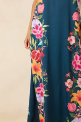 Moonlit Tropics Navy Multi Floral Strapless Maxi Dress