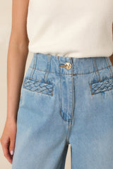 MINKPINK Phoebe Light Wash Straight Leg Cotton Denim Jeans