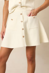 Every Moment Matters Ivory Button Front Mini Skirt