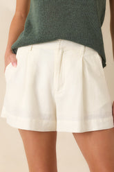 Z Supply Vantage Ivory Linen Blend Shorts
