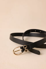 Here All Along Black Faux Leather Horseshoe Buckle Belt