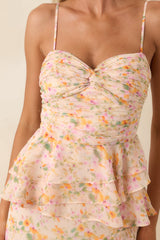 ASTR The Label Coline Pink Multi Floral Ruffle Maxi Dress