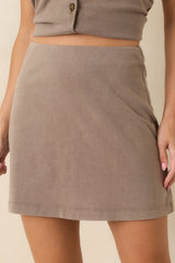 Z Supply Gail Perfectly Taupe Cotton Jersey Mini Skirt