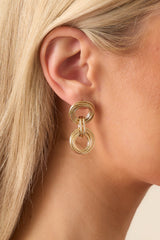 The Night Is Yours Gold Layered Circle Link Drop Earrings