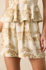 A Different View Today Ivory Tropical Print High Waisted Shorts