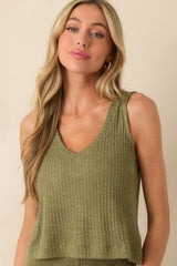 Z Supply Olive Green Sloane V-Neck Rib Tank