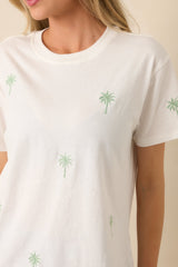 Z Supply White Palms Cotton Boyfriend Tee