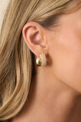Guess You Knew Gold Ivory Faux Pearl Double Hoop Earrings