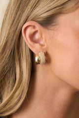 Guess You Knew Gold Ivory Faux Pearl Double Hoop Earrings