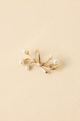 Tying It Together Pearl & Gold Bow Design Brooch