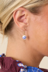 Timeless Charm White & Blue Porcelain Drop Earrings