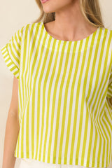 Making Moves Chartreuse Green Stripe Boxy Cotton Top