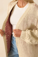 Dinner By The Dock Ivory Lobster Motif Open Front Cardigan