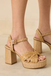 Sunset Steps Natural Espadrille High Heel Platform Sandals