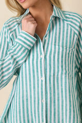 Z Supply La Palma Green Perfect Linen Stripe Top