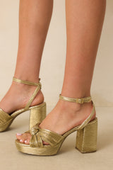 Go For It Gold Metallic Block Heels