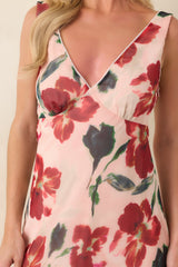 MINKPINK Arabella Red Floral Mesh Midi Dress