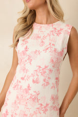 Everything I Imagined Ivory & Pink Linen Blend Floral Maxi Dress