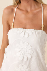 MINKPINK Alessia White Cotton Floral Applique Lace-Back Maxi Dress