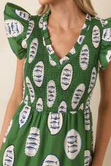 Where the Sun Goes Green Multi Cotton Fish Pattern Maxi Dress