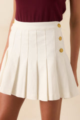 All About Confidence White Cotton Pleated Denim Mini Skirt