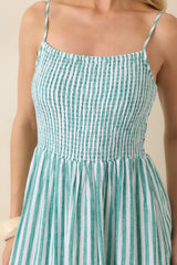 Z Supply La Palma Green Bayside Stripe Linen Maxi Dress