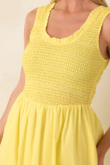 Today's the Day Yellow Textured Cotton Tiered Midi Dress