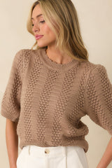 I Took My Chance Light Mocha Knit Short Sleeve Sweater