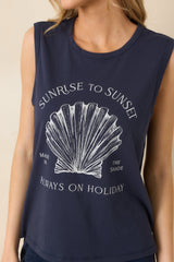 Z Supply Navy Cotton Sunrise Muscle Tank