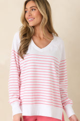 Z Supply White Weekender Stripe V-Neck