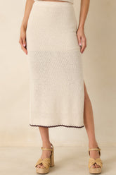 Z Supply Beige Yessenia Whipstitch Midi Skirt