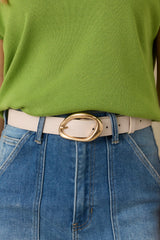 Out Of Sight Ivory Faux Leather Belt