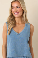 Z Supply Sloane Washed Indigo Cotton Jersey Denim V-Neck Tank