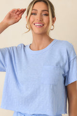 Z Supply Barcelona Blue Cotton Everyday Pocket Tee