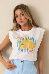 Already on Vacation White Cotton Vacation Club Sleeveless Tee