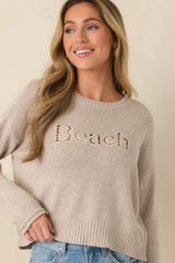 Z Supply Natural Heather Beach Embroidered Sweater