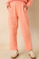 Hot Take Coral Orange Block-Stitched Relaxed Fit Sweatpants