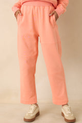 Hot Take Coral Orange Block-Stitched Relaxed Fit Sweatpants