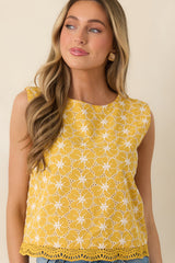 Good as Gold Goldenrod Yellow Floral Embroidered Cotton Blouse