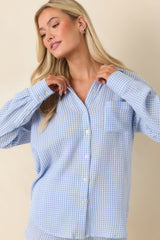Z Supply Ice Blue Cotton Classic Gingham Top