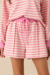 Smooth Strides Peony Pink Stripe Drawstring Lounge Shorts