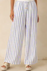 Salt Air & Sunshine Blue Stripe Gauzy Cotton Wide Leg Pants