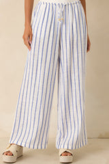 Salt Air & Sunshine Blue Stripe Gauzy Cotton Wide Leg Pants