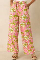 Flower Power Move Pink Floral Cotton Wide Leg Pants