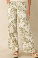 Z Supply Overlook Tiki Tide Light Beige & Green Linen Pant