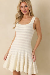 Set In Motion Ivory Textured Knit Sleeveless Mini Dress