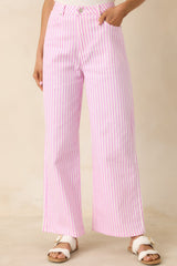 Let's Get Noticed Pink Stripe Cotton Pants
