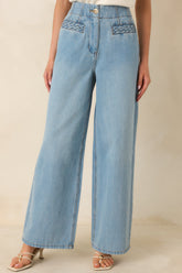 MINKPINK Phoebe Light Wash Straight Leg Cotton Denim Jeans